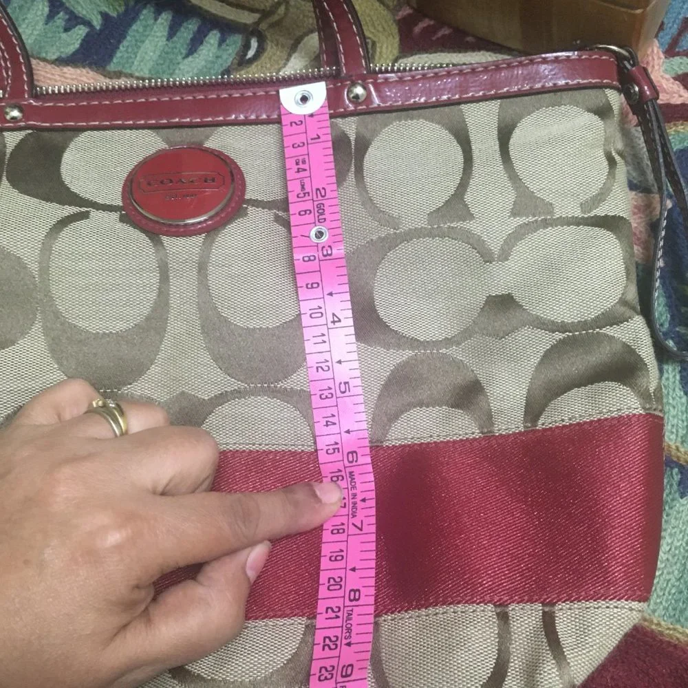 Authentic Coach Signature Striped Tote Bag - Picture 13 of 16